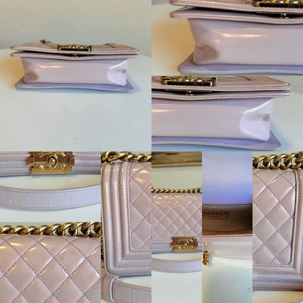 💎✨RARE✨💎 Authentic Chanel Small Boy Patent Quilted Pattern Bag - Picture 9 of 9